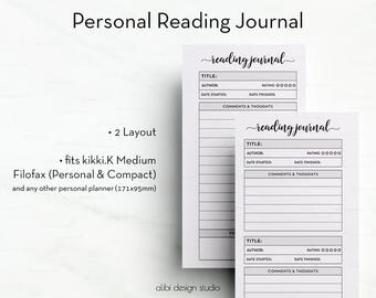 Reading Journal, Personal Planner, Reading Planner, Personal Inserts, Book Planner, Reading List, Printable Planner, Reading Tracker