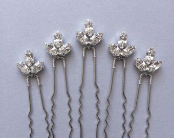 Bridal hair pins, bridesmaid hair pins, crystal hair pins, gold hair pins, silver hair pins