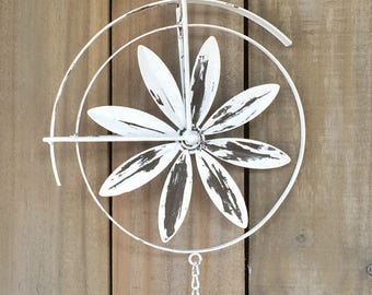 Shabby Chic Bicycle Inspired Wind Chime Spinner, Cottage Garden Decor