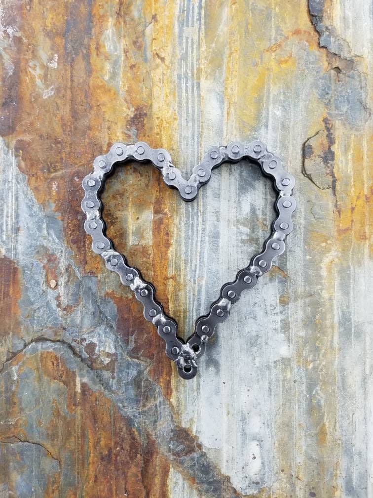 Chain heart chain art welded art decor industrial decor