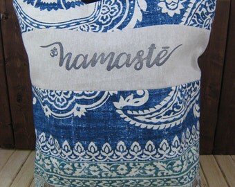 tote bag, reusable bag, cabas bag, holdall bag, hand bag, travel bag, beach bag, shopper bag, namaste, organizer, storage, boho chic, yoga