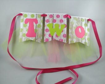 High chair banner, second birthday, two, banner.