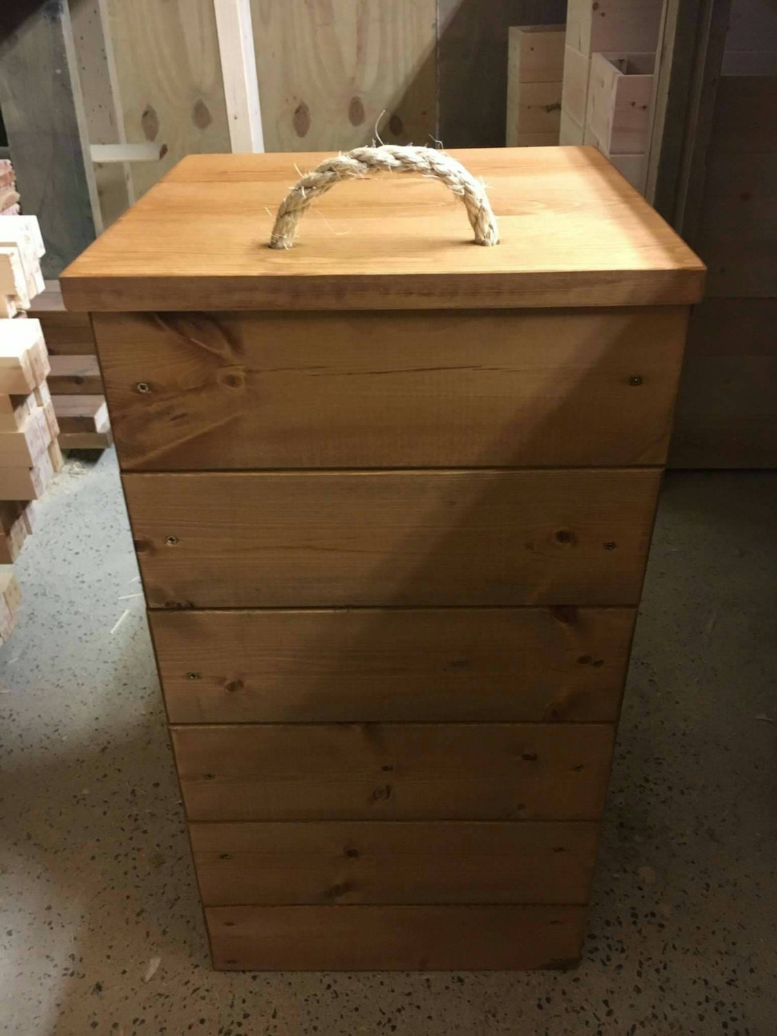 hand made solid pine wooden laundry basket washing bin oak