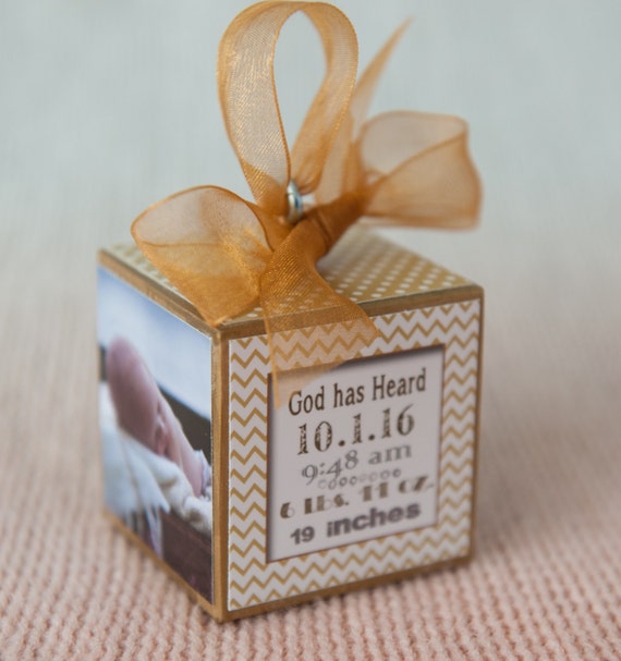 Baby's First Christmas Ornament Wooden Photo Block