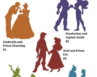 Disney princess decal/Disney couple silhouette/disney sticker/vinyl/princess silhouette/vinyl decal