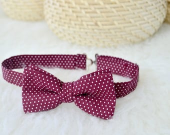 Maroon Bow Tie For Men/Kids, Polka Dot Bow Tie, Pocket Square And Bow Tie, Burgundy Bow Ties For Men, Polka Dots Bow Ties, Boys Bow Tie