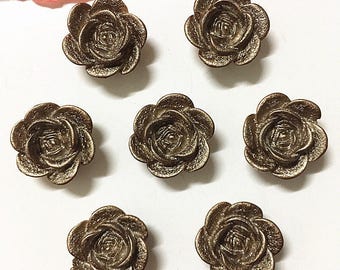 Flower Cabochon, Bronze Flower, Coffee Flower, Metallic Flower, Flower Flatback, Resin Flowers, Flower Applique, Flower Embellishments,