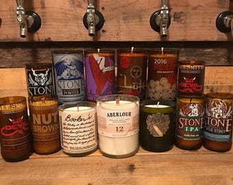 Beer Bottle Candles and Drinking Glasses