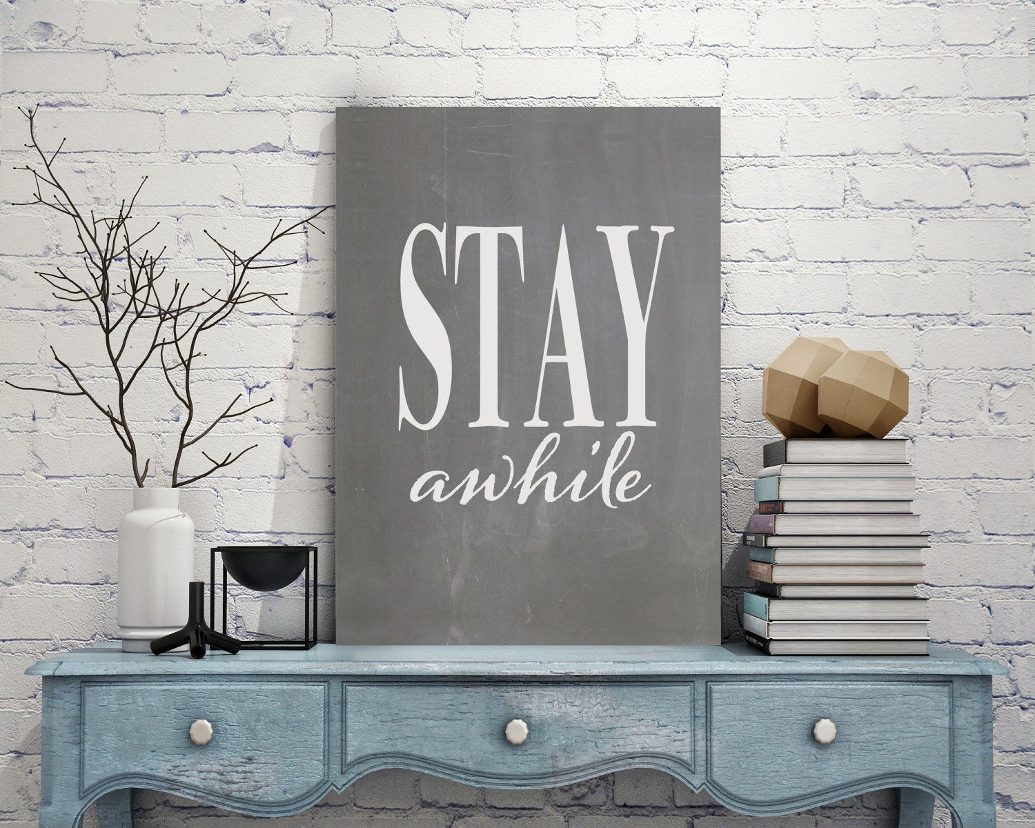 Stay Awhile Canvas Sign Stay Awhile Vintage Style Canvas