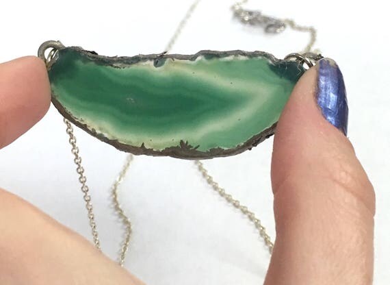 Reserved for Tanya Raw Agate Necklace, Green Agate Slice Necklace, Agate Jewelry, Agate Necklace, Crystal Jewelry, Boho Crystal Necklace