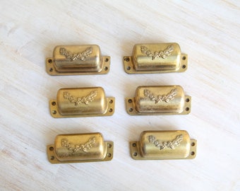 Antique Cup Pull Drawer Handle, French Gold Brass Swag Ornament Drawer Pull Knobs, Furniture Restoration, Hardware, Architectural Salvage