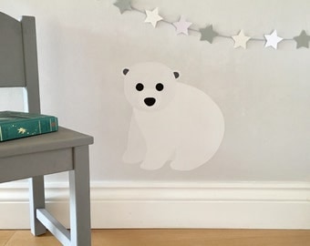 Polar Bear Wall Sticker - polar bear decal - arctic nursery - polar bear - arctic animals - wall stickers - decals - monochrome nursery