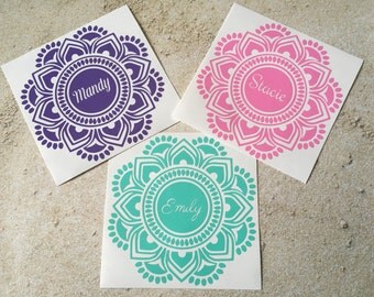 Mandala Decal - Mandala Sticker - Mandala Name Decal - Yeti Decal - Yeti Decal for Women - Laptop Decal - Water Bottle Decal - Name Decal