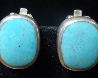 Vintage tourquoise and sterling clip earrings