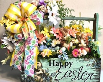 Easter Tool Caddy, Tool Caddy, Easter Decorations, Wooden Caddy, Spring Tool Caddy, Easter Caddy, Spring Caddy