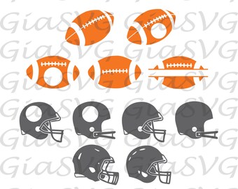Football balls svg, football helmets svg, football monogram svg, ready to cut files for Cricut, Silhouette etc, also in png, eps & DXF