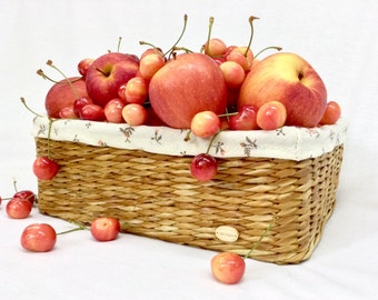Storage basket, Kitchen organizer, Closet organizers, Food basket, Stuff bin, Wicker basket, Beige w cotton lining, Large storage bins