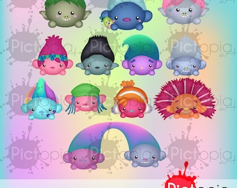Voucher code buy1get1 Cute Trolls Icons Digital Clipart for Personal Use / INSTANT DOWNLOAD