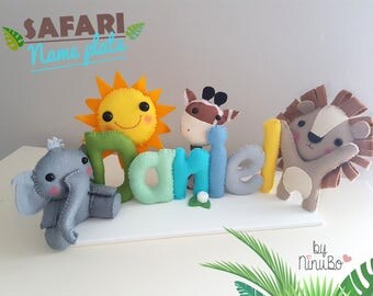 Baby Name Plate- Baby Name Sign - Kids Name Plaques - Name Plaque - Name Bunting - Felt Name Banner- customise name plate