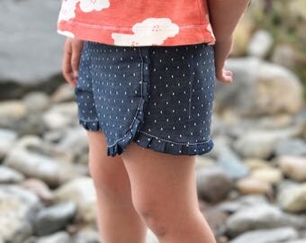 Triple Playtime Shorts Sewing Pattern PDF, Shorts Pattern for Girl, Girl Sewing Pattern for Kid, pdf Girl Sewing Pattern, Woven/Knit Pattern