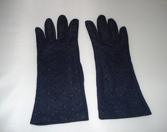 navy blue evening gloves