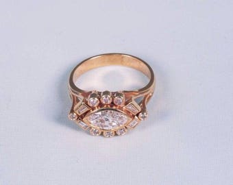 14K Yellow Gold Horizontal Marquise Diamond Ring 1.5 ct. tw., size 6