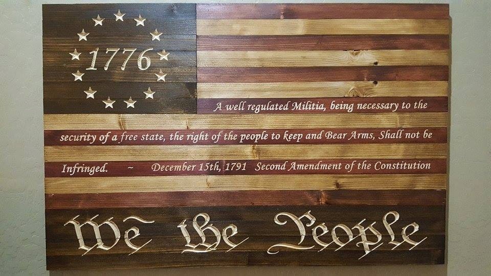 We The People 1776 Betsy Ross 2nd Amendment American Flag Sign.