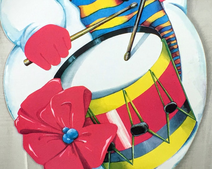 Vintage Die Cut Paper Holiday Snowman Ephemera Cut Out Christmas Wall or Window Decoration