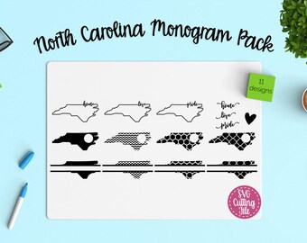 11 North Carolina SVG - North Carolina State SVG - North Carolina Monogram Frames - North Caorlina Pride - North Carolina Love