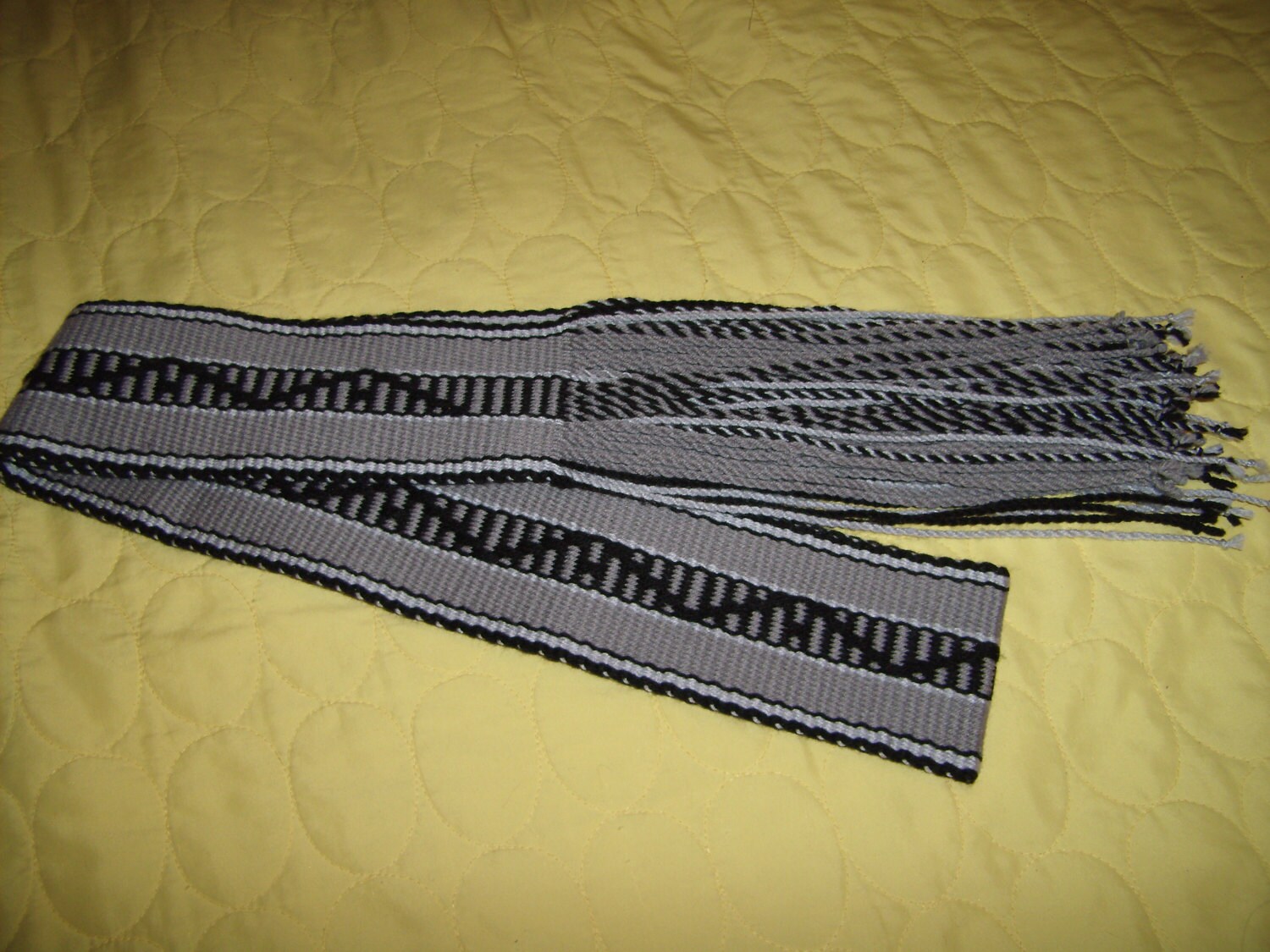 Sash Belt Wrap Native American Design Gray & Black