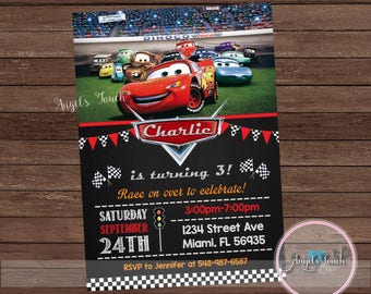 Cars Party Invitation, Cars Birthday Invitation, Cars Birthday Party Invitation, Cars Chalkboard Invitation, Cars Invitation, Digital File