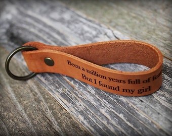 Personalized Leather Key Fob - Gift for Dad - Father's Day Gift - Custom Keychain - Gift for Her/Him - Gift for Husband - Anniversary Gift