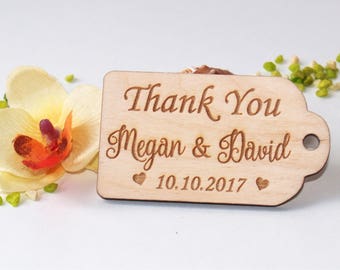 Wedding favor tags, Wood favor tags, Wedding favors, Wood wedding favor tags, Wedding rustic tags, Custom tags, Heart tags, Wedding name tag