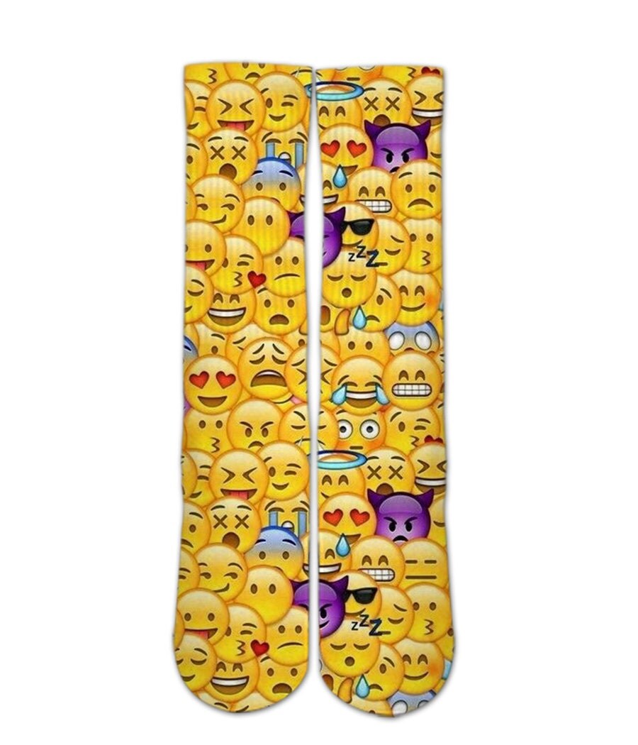 Youth emoji socks Unisex kids socks Yellow emoji pattern