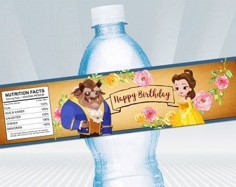 Beauty and the Beast Bottle Label. Beauty and the Beast Party. Party Supplies. Baby Shower. DIGITAL FILE