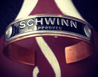 Vintage Schwinn Bicycle Seat Badge Copper Cuff BRACELET