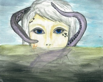 Sea Life, watercolor print, wall decor, art print, octopus, mermaid, sea creatures