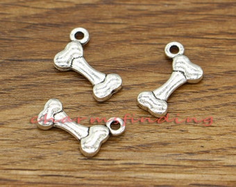 30pcs Dog Bone Charm Dog Charms Antique Silver Tone 15x10mm cf0195