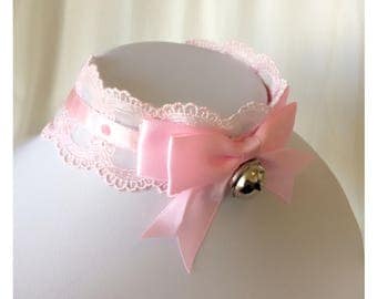 Baby Pink Kitten Play Collar Tulle Lace with bell