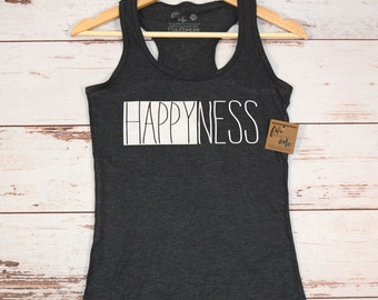 HAPPYness Racerback Tank, Fitness Tank Top, Workout Tank Top, Exercise Shirt, Workout Gear, Workout Tank, Funny Tank Top, Fitness Tank