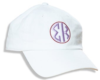 SK Sigma Kappa Sorority Embroidered Circle Font Baseball Hat/Cap.