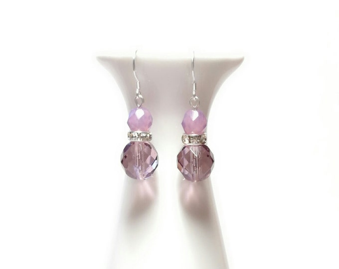 Purple earrings, earrings, silver dangle earrings, Dangle Earrings, gift ideas, beaded earrings,dangle earrings