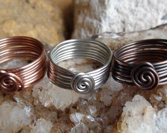 Small Eight Band Swirl Copper Rings