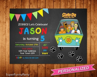 Scooby Doo Invitation, Scooby Doo Birthday Invite, Scooby Doo Printable, Personalized, Digital File