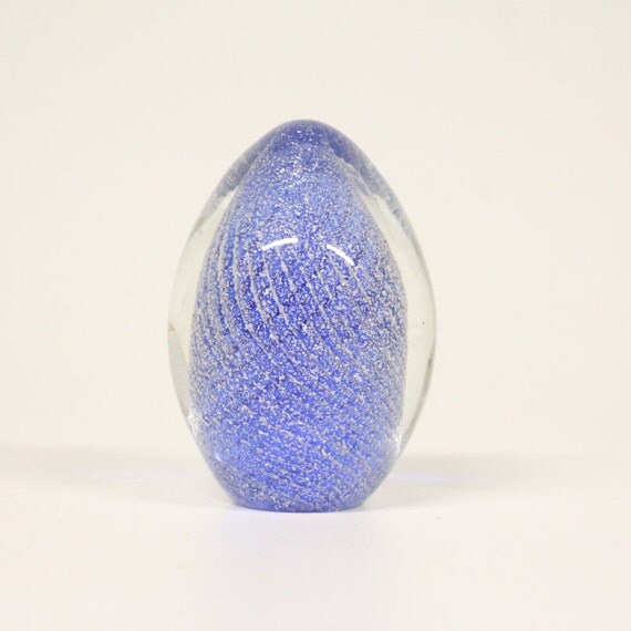 Vintage blue glass eggshaped paperweightglass object