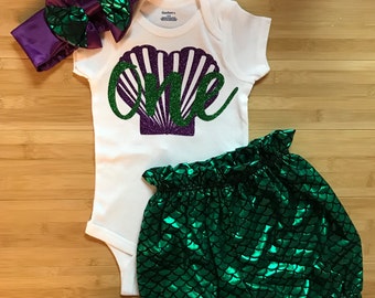 Mermaid Birthday Outfit First Birthday Under The Sea Mermaid Shorts Fish Scale Mermaid Outfit Mermaid Scale