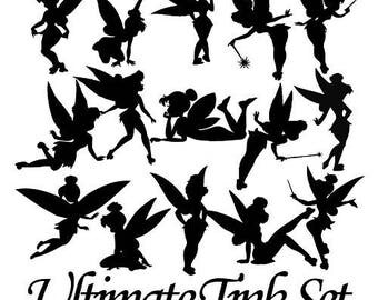 Tinkerbell Fairy Cutout Silhouette - 15 Tinkerbell die cuts + free stars. Great for card making, scrapbooking, fairy jar, party bag fillers