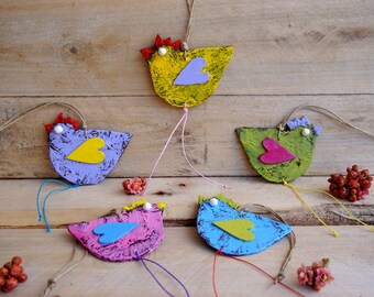 Paper mache chickens | Etsy