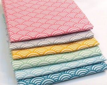 6 coupons Fat Quarter 50 cm x 50 cm - Sushi - Japanese fabric - fabric fabric waves pastels: seigaiha - waves Fabric - fabric cotton oeko tex
