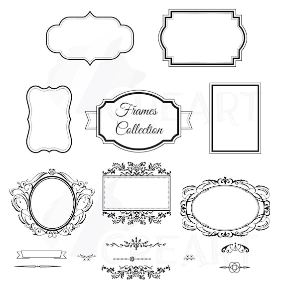 Digital Frames Borders Clip Art Digital Labels Basic Frames